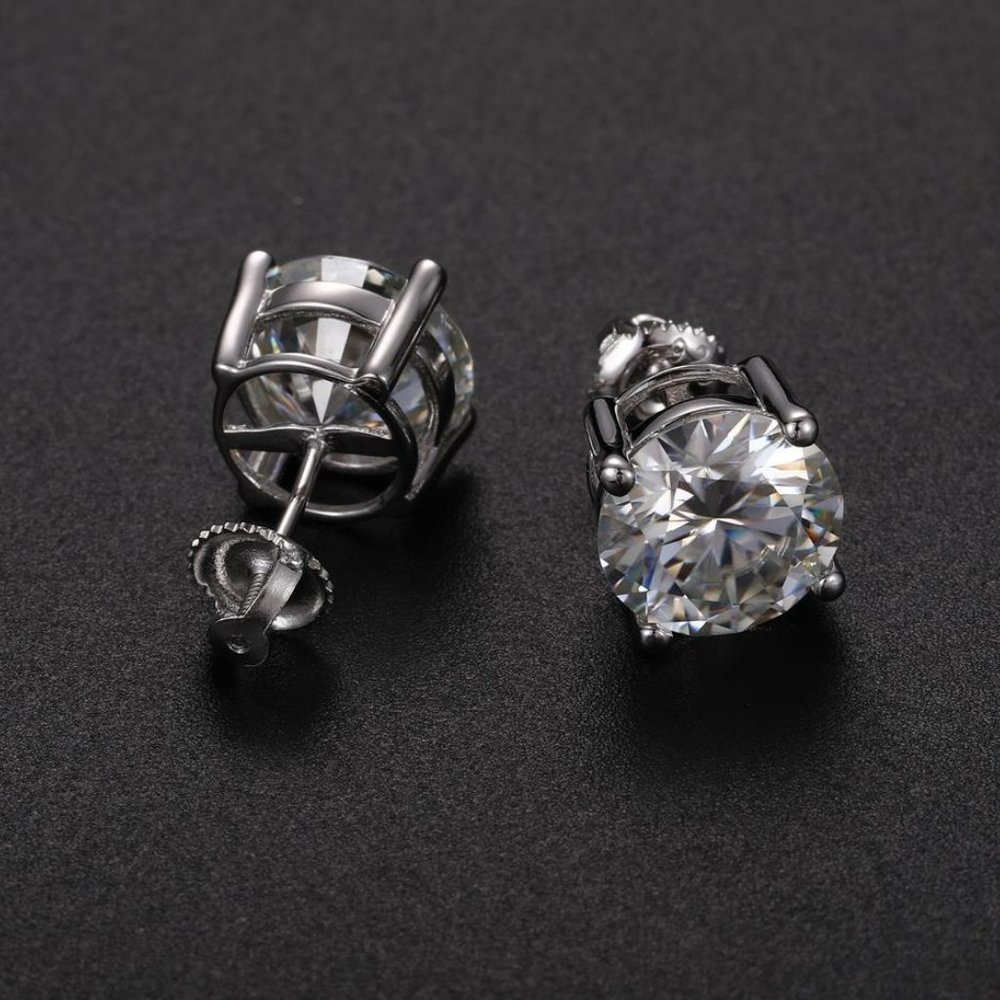 Certified 2ct. t.w. Moissanite Diamond Round Stud Earrings NEW - Picture 3 of 15